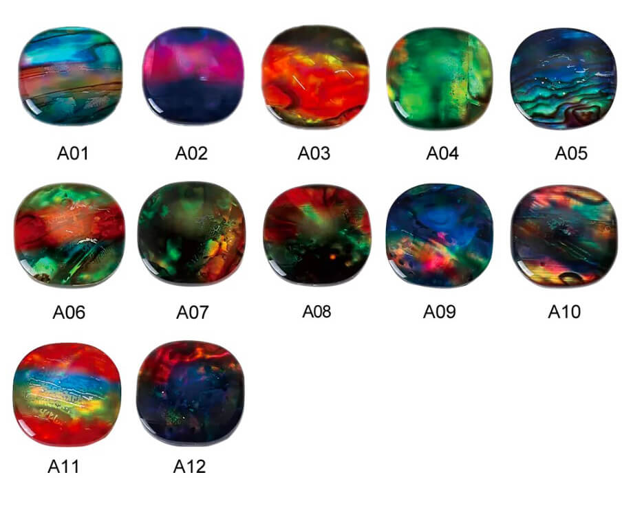 lab created Ammolite glass color chart